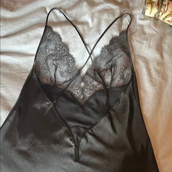 Victoria's Secret Black Silky Lace Slip